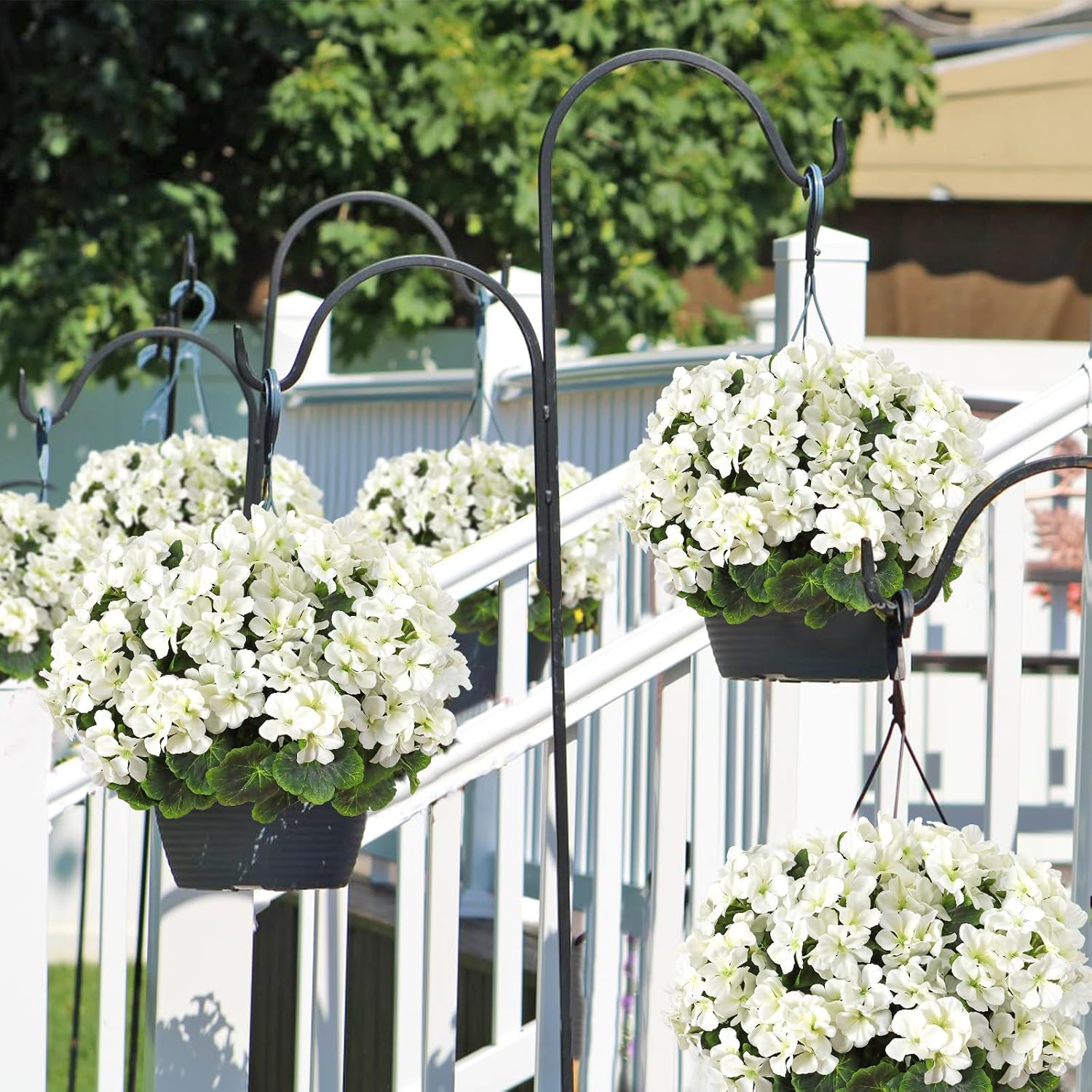 3 Pack Artificial Geraniums Flowers for Outdoor 18'' Realistic Silk Flowers